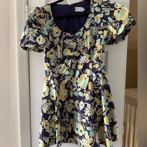 Tanya Taylor Kids Dress - Navy and Light Yellow Floral